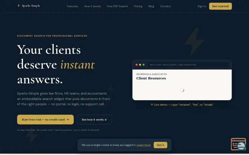 Screenshot of Sparks Simple