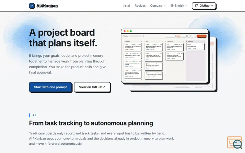 Screenshot of AI4Kanban — AI project management that grows with you