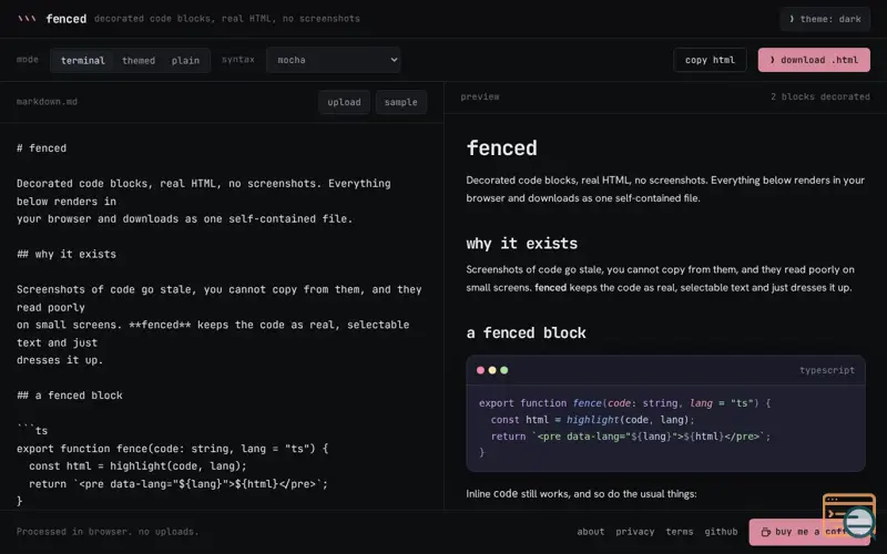 Screenshot of Fenced