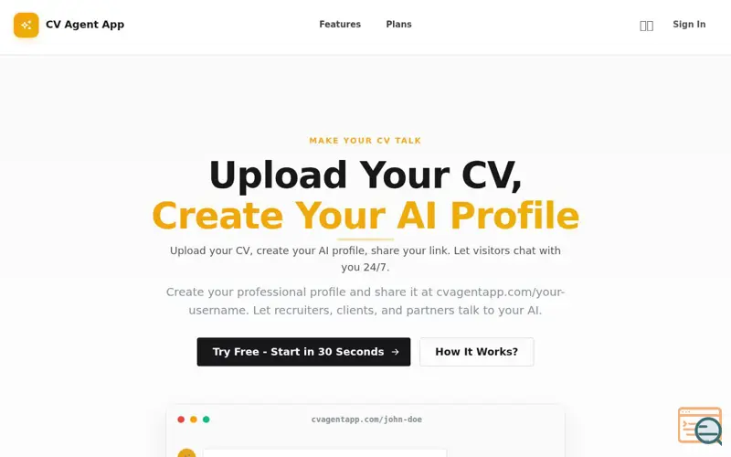 Screenshot of CV Agent App