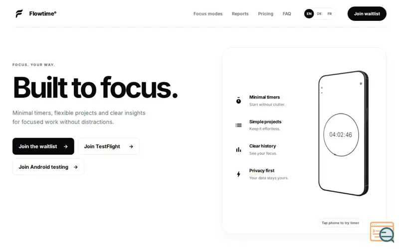Screenshot of Flowtime