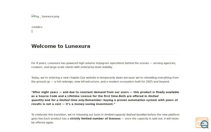 Screenshot of lunexura