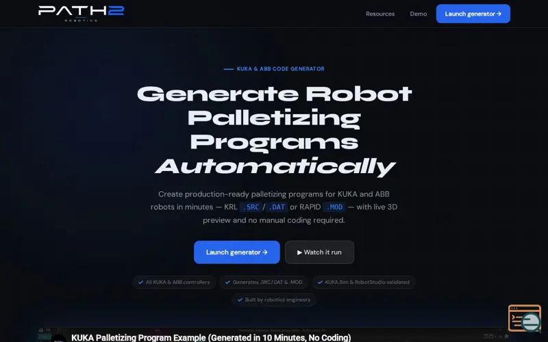 Screenshot of Robot Palletizing Software