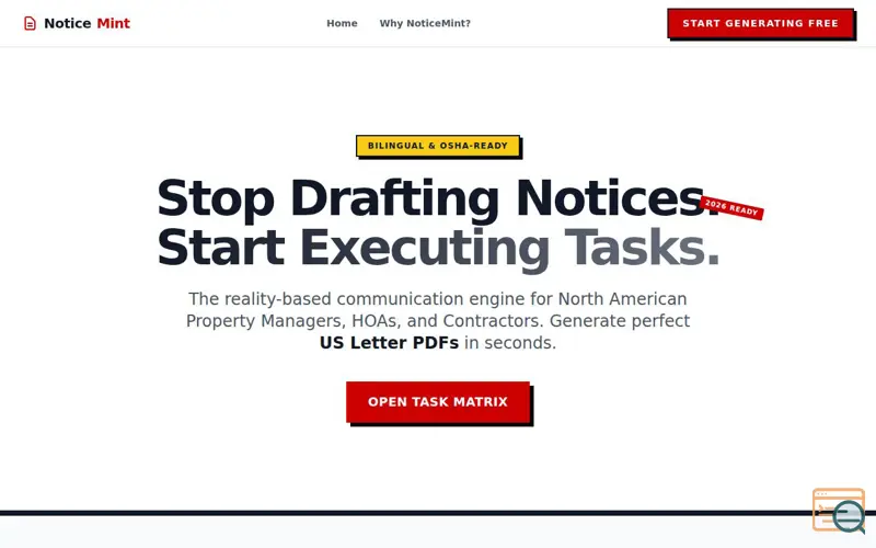 Screenshot of NoticeMint