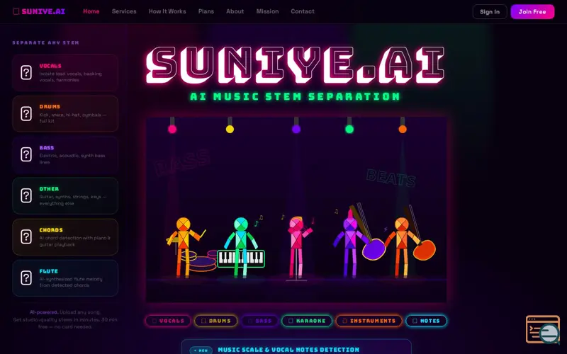 Screenshot of suniye.ai