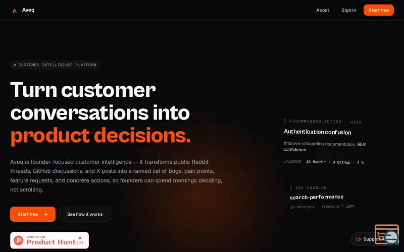 Screenshot of Aveq, a launch using Exhibit