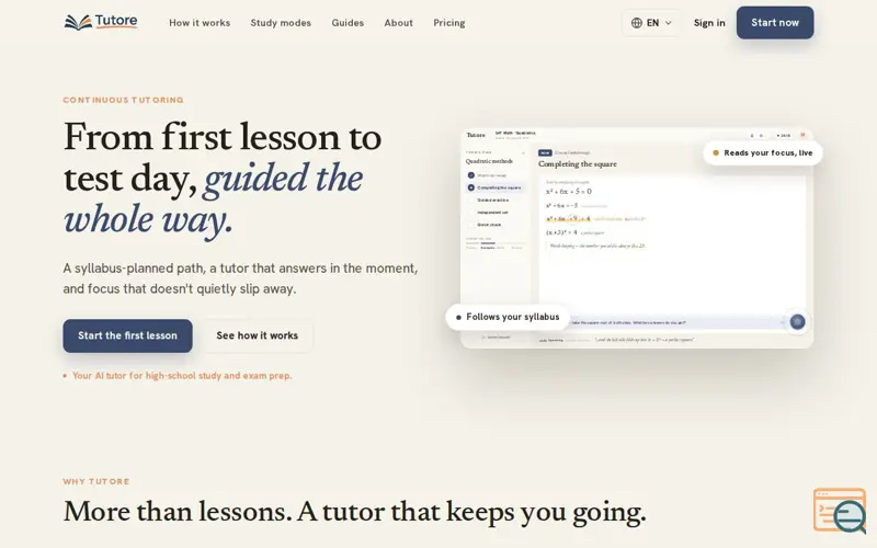 Screenshot of Tutore