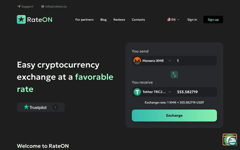 Screenshot of RateON