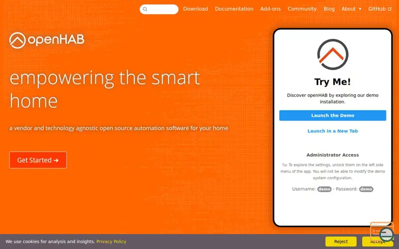 Screenshot of openHAB 5.1