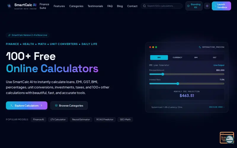Screenshot of SmartCalc AI