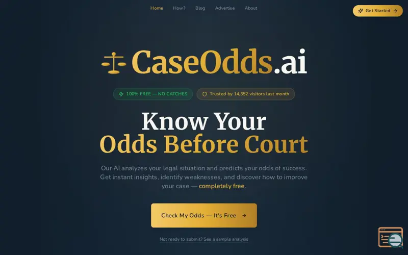 Screenshot of CaseOdds.ai, a launch using ShipIt