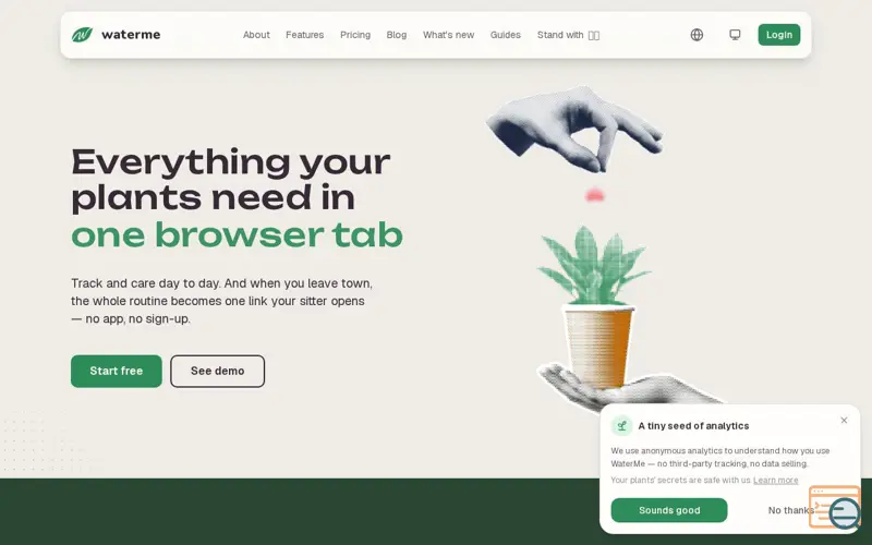 Screenshot of WaterMe