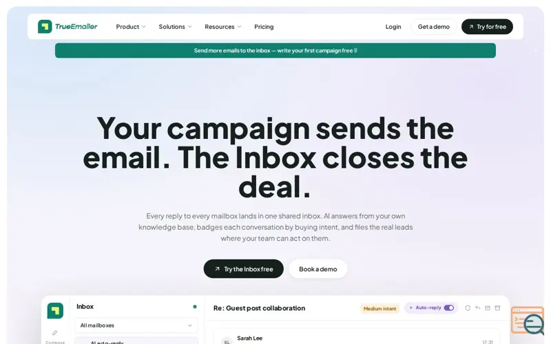 Screenshot of TrueEmailer