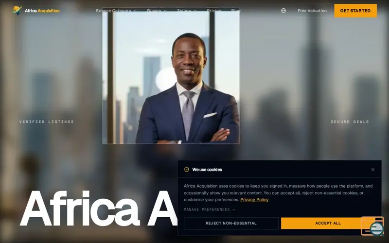 Screenshot of Africa Acquisition, a launch using Whogohost DNS
