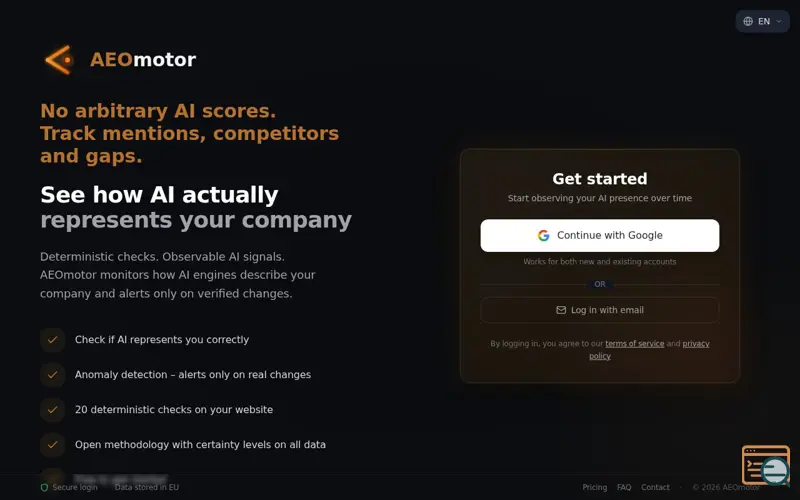 Screenshot of AEOmotor, a launch using Azure Container Apps