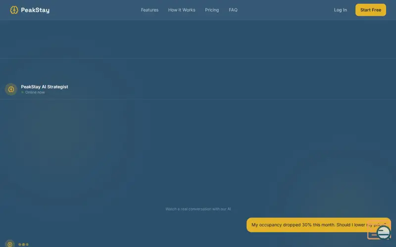Screenshot of PeakStay.homes AI-Powered Airbnb Hosting