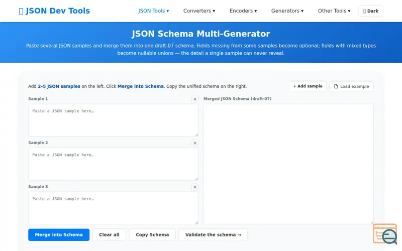Screenshot of JSON Schema Multi-Generator
