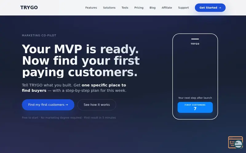 Screenshot of TRYGO