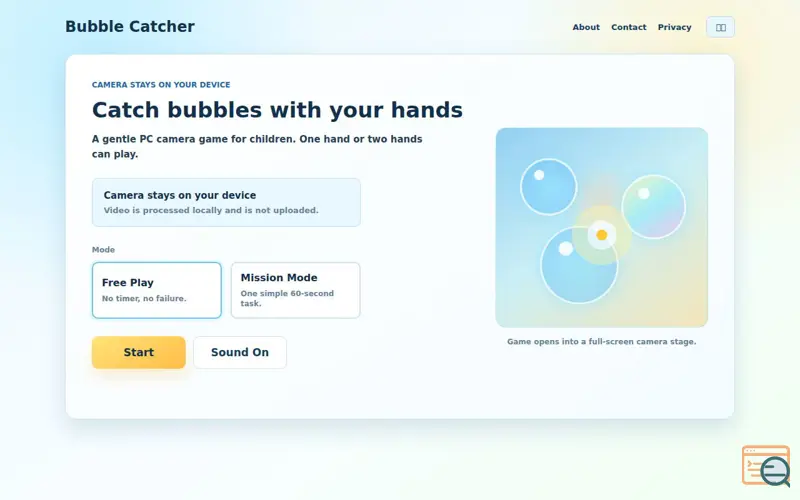 Screenshot of Bubble Catcher Camera Game