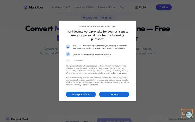 Screenshot of MarkFlow