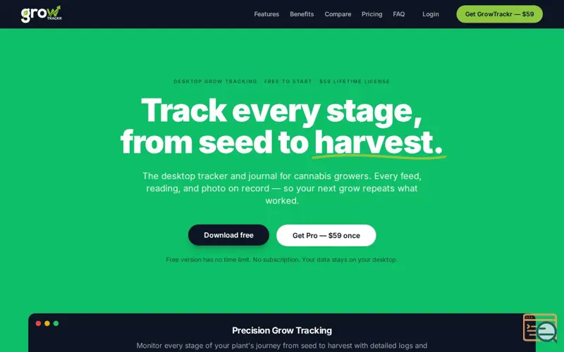 Screenshot of GrowTrackr