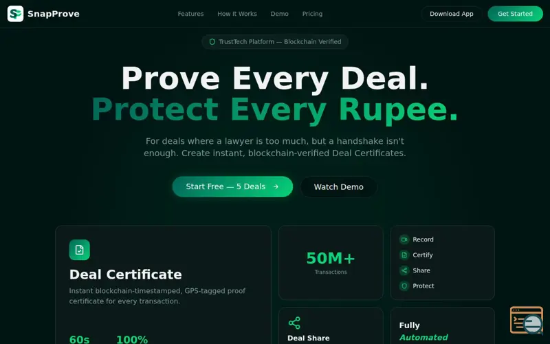 Screenshot of SnapProve