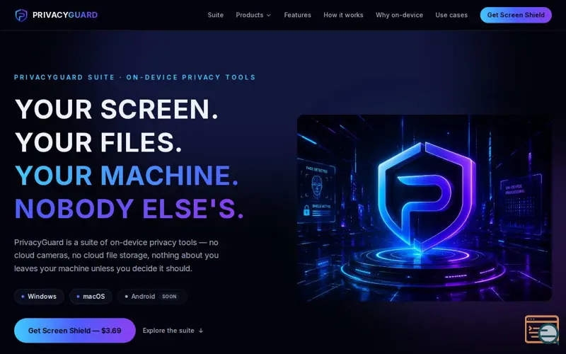 Screenshot of PrivacyGuard — Privacy that reacts.