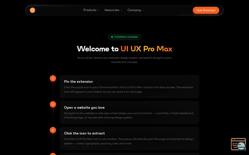 Screenshot of UI UX Pro Max — Design Style Extractor