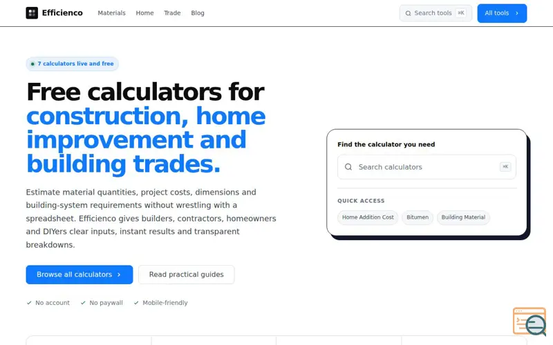 Screenshot of Efficienco, a launch using Directree