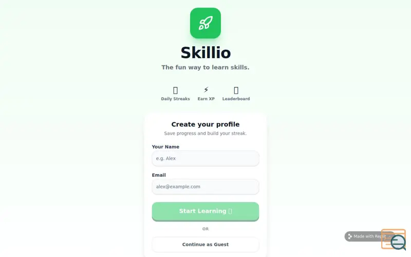 Screenshot of Skillio