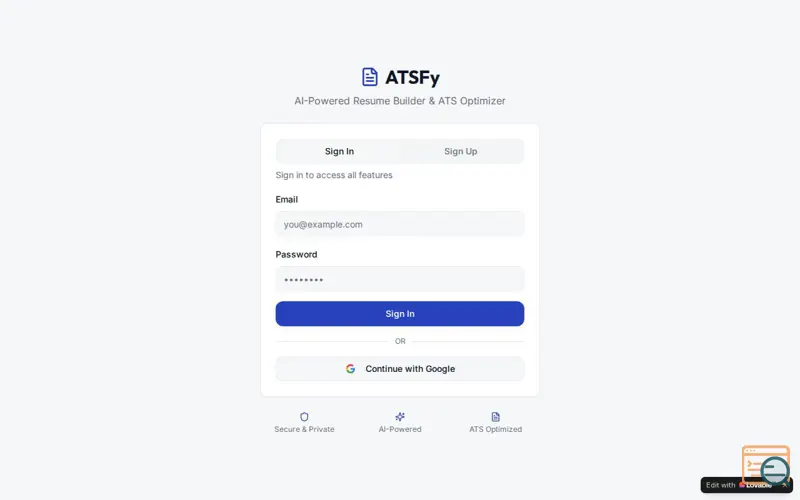 Screenshot of ATSFy Career Intelligent Assistant
