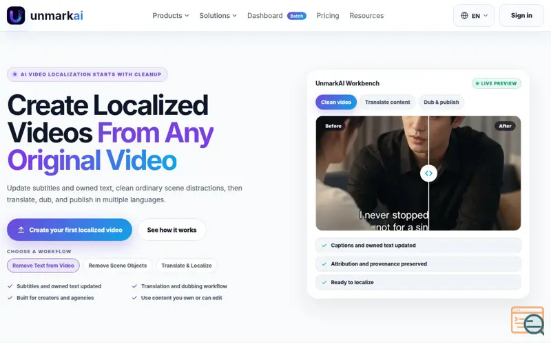 Screenshot of UnMarkAI