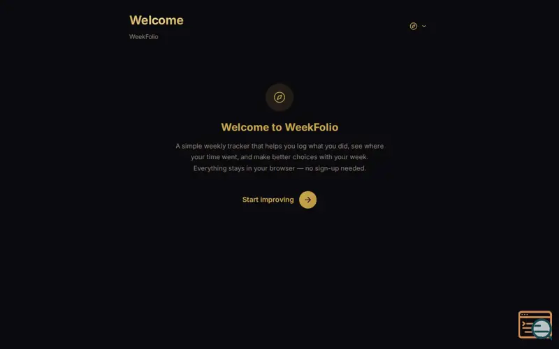 Screenshot of WeekFolio