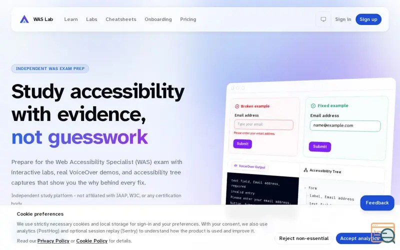 Screenshot of WAS Lab