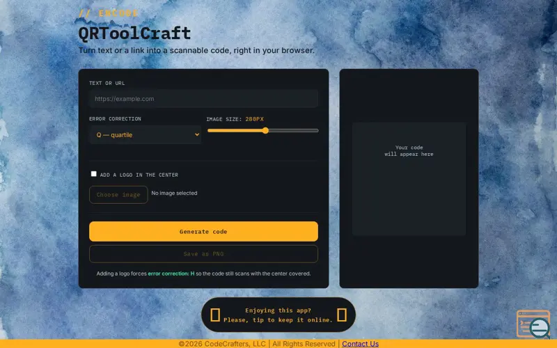 Screenshot of QRToolCraft