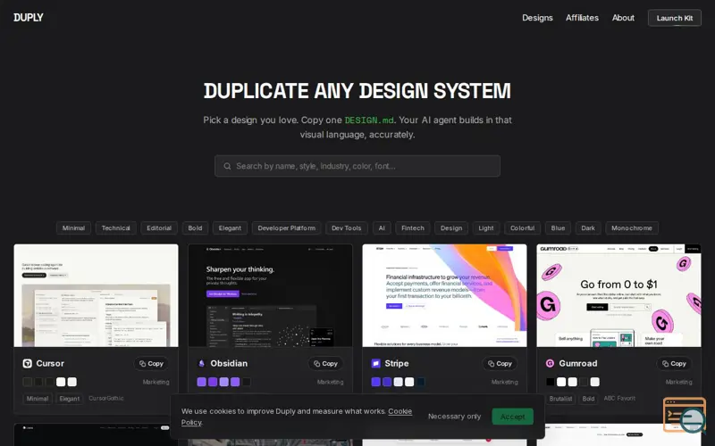 Screenshot of Duply, a launch using shadcn/ui