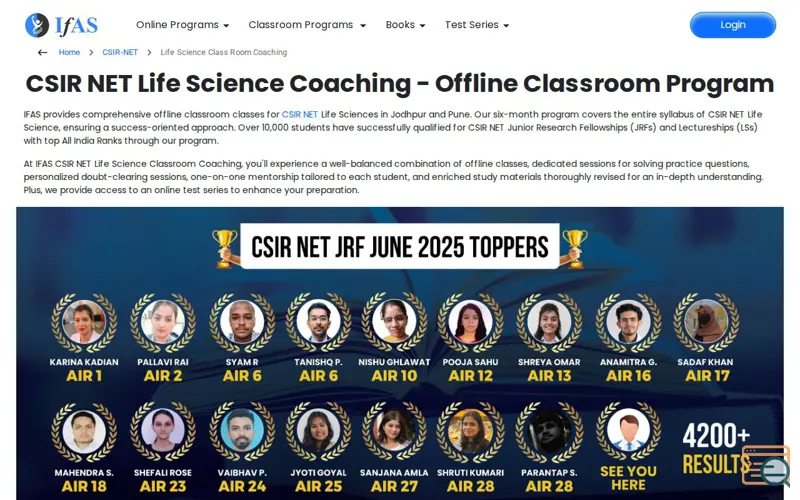 Screenshot of CSIR NET Life science study material, a launch using Animate.css