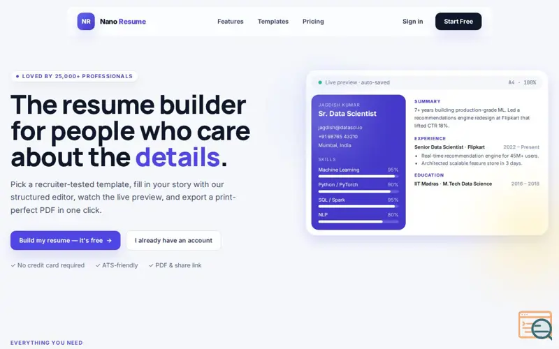 Screenshot of winning resumes
