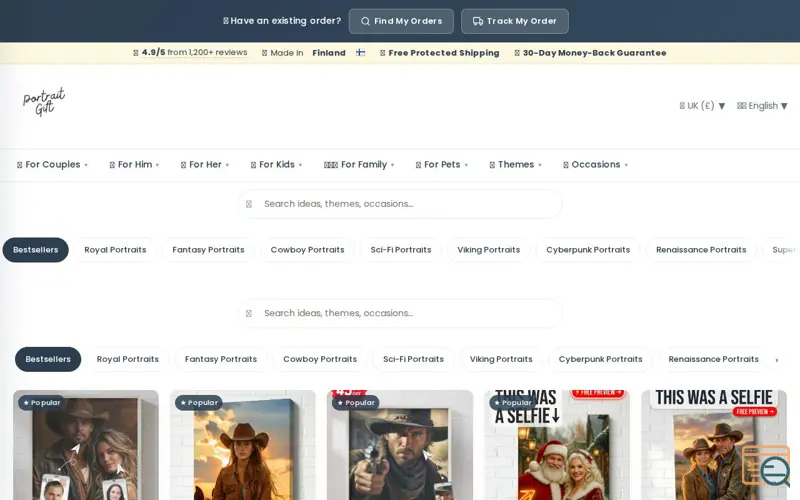 Screenshot of Portrait Gift
