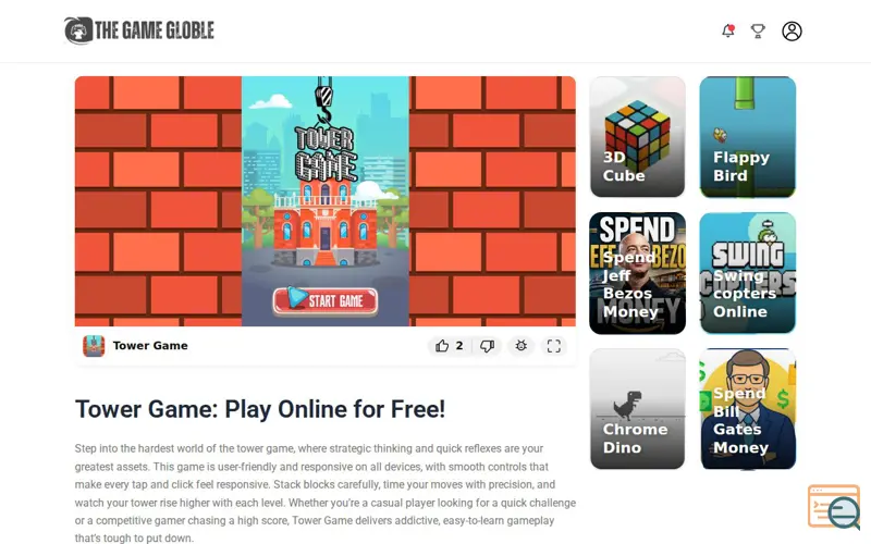 Screenshot of TheGameGloble - Tower Game