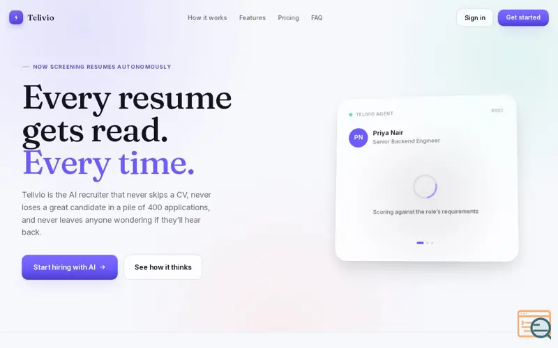 Screenshot of Telivio — The AI That Hires For You