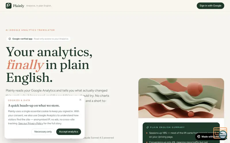Screenshot of Plainly