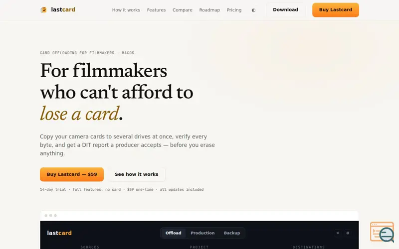 Screenshot of lastcard — verified card offloading for macOS