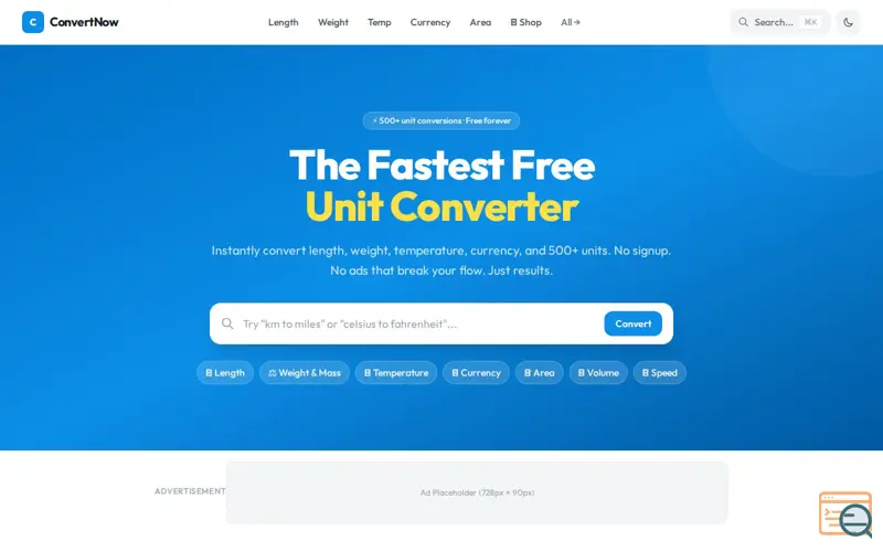 Screenshot of ConvertNow