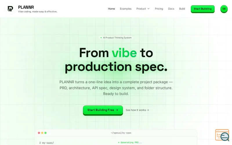 Screenshot of PLANNR
