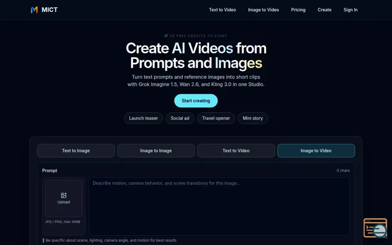 Screenshot of MICT