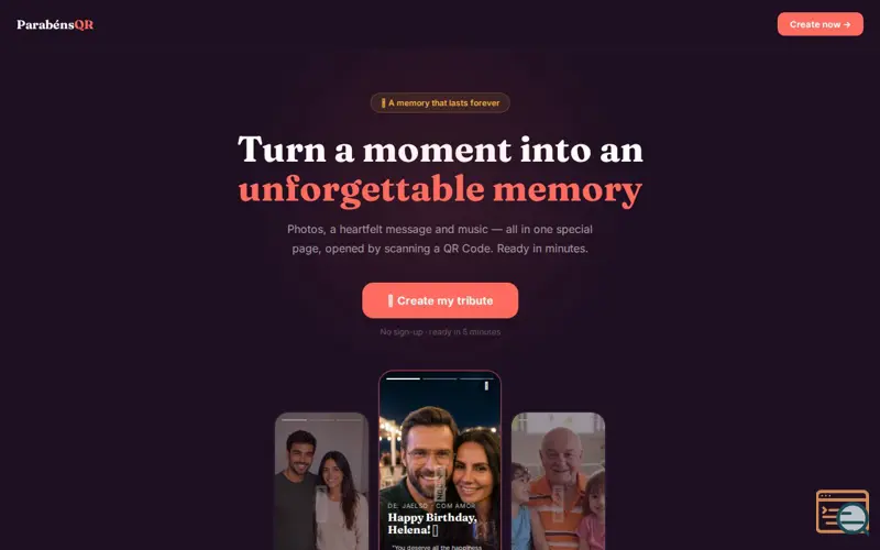 Screenshot of ParabénsQR