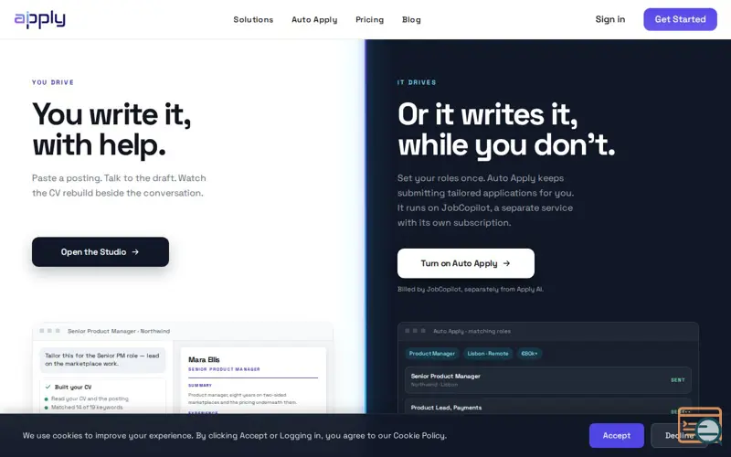Screenshot of Apply AI