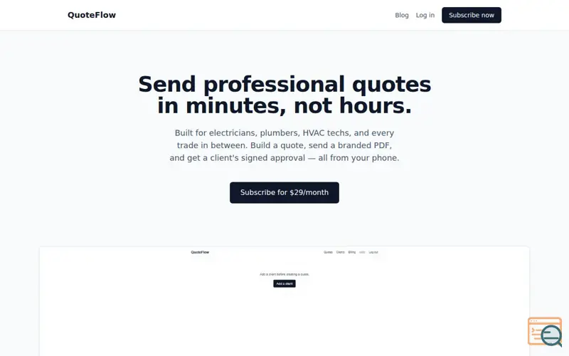 Screenshot of QuoteFlow