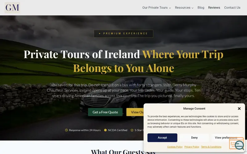 Screenshot of Private tours of ireland 